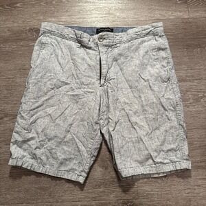 Banana Republic Shorts Mens 31 Gray Aiden Chino Linen Button Pockets 9" Preppy